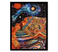 Psychedelic Stairway to Heaven Trippy Space Framed Art Print Artery8 Multi A4