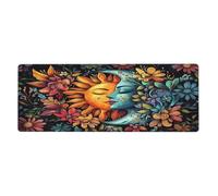 Psychedelic Sun And Moon Bohemian Mouse Pad In Big Extended Non-Slip Rubber Base Mousepad With Stitched Edges Gaming Pc Desktop Large Mouse Pad 11.8x31.5