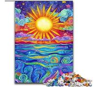 Psychedelic Sun Jigsaw Puzzles for Adults Teenagers Jigsaws Puzzle, for Age 14+ Fun Games Fun Activities at Home, Birthday Gifts, Travel Gifts (50x75cm)