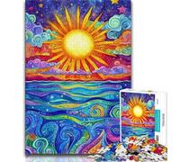Psychedelic Sun Puzzles for Teenagers 1000 Pieces,Help The Brain Exercise Addictive Toys to Cultivate Patience Great Gift (75x50cm)