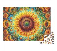 Psychedelic Sunflower Art 1000 Piece Puzzles Colorful Sunflower with Eye Pattern Home Decoration Educational Game for Men And Women Challenging Jigsaw Jigsaw Puzzles for Adults 52x38cm/1000pcs