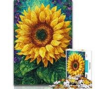 Psychedelic Sunflower Jigsaw Puzzles for Adults,for Educational Game Challenge Toy for Is Ideal As A Gift for The Whole Family 38x26cm