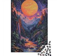 Psychedelic Sunset Jigsaw Puzzle, Wooden Puzzles 500 Piece Jigsaw Intellectual Toys, Challenging Adult And Teen Casual Jigsaw Puzzle 500pcs (52x38cm)