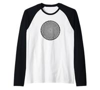 Psychedelic T Shirt with Black and White Optical Art Swirl Raglan Baseball Tee