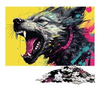 Psychedelic The Hyena 1000Pc Adults Jigsaw Puzzle Wooden Jigsaw Brain-Challenging DIY Decorative Game, Family Interactive Toy 50x75CM/19.68x29.52inch