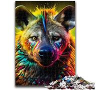 Psychedelic The Hyena Jigsaw Puzzles for Adults Teenagers Jigsaws Puzzle,Staycation Kill Time with Fully Interlocking Randomly Shaped Pieces (50x75cm)