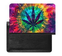 Psychedelic Tie Dye Weed Passport Holder Travel Wallet Cover Case with Card Slot Organiser for Men Women