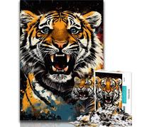 Psychedelic Tiger JigsawPuzzle 1000 Pieces for Adults,Challenging To Complete But Fun And Humorous Unique Home Decor And Gifts (50x75cm)
