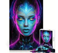 Psychedelic Trance Woman 1000-piece Puzzle for Teenagers Logic Boost Toy Tension Relief Quality Edge Santa Wish Item (38x52cm)