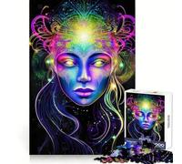 Psychedelic Trance Woman Jigsaw Puzzles 1000 Piece for Teenagers Cognitive Toy Calm Pastime Premium Edge Santa Wish List (38x26cm)