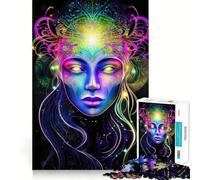 Psychedelic Trance Woman Jigsaw Puzzles 1000 Piece for Teenagers Cognitive Toy Calm Pastime Premium Edge Santa Wish List (38x26cm)
