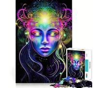 Psychedelic Trance Woman Jigsaw Puzzles for Teenagers 1000 Pieces Reason Skill Toy Soothing Play Exact Cut Santa Wish Gift (50x75cm)