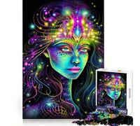 Psychedelic Trance Woman Jigsaw Puzzles1000 Pieces Mind Skill Toy Soothing Play Precision Cut Art Collection Piece (50x75cm)