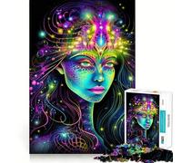Psychedelic Trance Woman Jigsaw Puzzles1000 Pieces Mind Skill Toy Soothing Play Precision Cut Art Collection Piece (50x75cm)