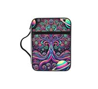 Psychedelic-Tree-of-Life Bible Cover Case with Handle, Water-Resistant Oxford Fabric Bible Bag Organizer with Zipper Pockets for Church