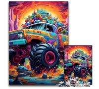 Psychedelic Truck 1000-Piece Jigsaw Puzzle Wooden Jigsaw Puzzles for Adults Challenging Brain Teaser - Relaxing Toy for Teenagers 50x75CM/19.68x29.52inch