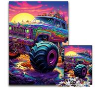 Psychedelic Truck 1000 Pieces Puzzles for Adults Wooden Jigsaw Puzzles for Home Decor, Brain Training 50x75CM/19.68x29.52inch