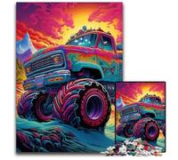 Psychedelic Truck 1000Pc Adults Jigsaw Puzzle cardboard Jigsaw Brain-Challenging DIY Decorative Game, Family Interactive Toy 26X38CM/10.23x14.96inch
