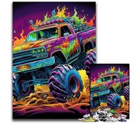 Psychedelic Truck Jigsaw Puzzles 1000 Pieces for Adults Wooden Jigsaw Puzzles for Home Decor & Holiday Fun 50x75CM/19.68x29.52inch