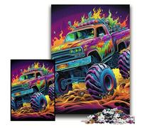 Psychedelic Truck Jigsaws 1000 Pieces for Adults cardboard Jigsaw Puzzles for Adults Ideal for Family Fun, Relaxation Size 26x38cm