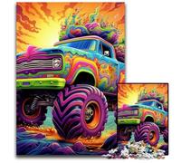 Psychedelic Truck Jigsaws 1000 Pieces for Adults cardboard Jigsaw Puzzles Ideal for Teenagers & Collectors, Travel Gift, Family Activity 26X38CM/10.23x14.96inch