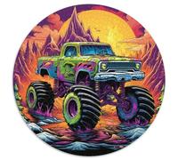 Psychedelic Truck Paper Round Puzzles Jigsaws 1000 Pieces for Adults Perfect for Teenagers,Family Bonding,Brain Teaser & DIY Home Decor Gift 67.5x67.5cm