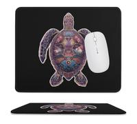 Psychedelic Turtle Mouse Pad with Stitched Edges 9.8"x11.8" | Non Slip Fashion Mouse Mat Portable Design for Desktop Laptop