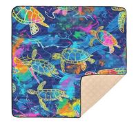 Psychedelic Turtle Sea Dreamy Large Non-Slip Baby Gym & Activity Mat for Indoor Outdoor Cozy Breathable Padded Play Mat for Baby Kids Toddlers Infants, 50'' x 50''