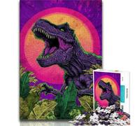 Psychedelic Tyrannosaurus Rex 1000 Piece Jigsaw Puzzles for Adults,Learning Educational Toys Family Games Gifts for Friends And Family 38x26cm
