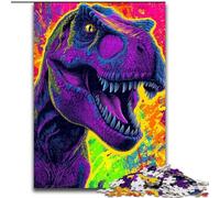 Psychedelic Tyrannosaurus Rex Jigsaw Puzzles for Adults 1000 Piece Puzzle, Suitable for Ages 14 And Up Improve Memory Gifts Ideas (26x38cm)