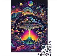 Psychedelic UFO Vision 1000 Pieces Extra-thick Cardboard Jigsaw Puzzle Set Adults Educational Game Wall Decor Gift Idea 38x26cm/1000pcs