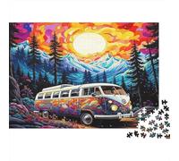 Psychedelic Van Camping 1000 Piece Jigsaw Puzzle for Family Concentration Training Secret Santa Gift Party Puzzle Game 100% Recycled 70x50cm/1000pcs