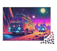 Psychedelic Van Road Trip 1000 Piece Psychedelic Van on Road Scene Jigsaw Puzzle for Adults And Kids Challenging Games 1000 Pieces Beautiful Decoration for Women, Gifts for Men 70x50cm/1000pcs