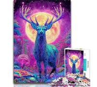 Psychedelic Visionary Deer Art 1000 Piece Jigsaw Puzzles for Teenagers,Educational Games Home Decoration Suitable for Desktop Decoration 38x52cm