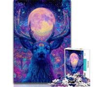 Psychedelic Visionary Deer Art 1000 Piece Jigsaw Puzzles for Teenagers Gifts,Educational Games Home Decoration Deal As Gifts for The Whole Family (75x50cm)