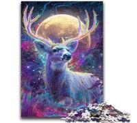 Psychedelic Visionary Deer Art 1000 Piece Jigsaw Puzzles for Teenagers,Learning Educational Toys Family Games Gifts for Friends And Family (38X26cm)