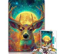 Psychedelic Visionary Deer Art Jigsaw Puzzles for Adults 1000 Piece Puzzle,for Educational Game Challenge Toy for Is Ideal As A Gift for The Whole Family (75x50cm)