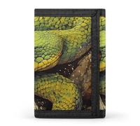 Psychedelic Waterfall Green Snake Men's Trifold Wallet Minimalist Slim Wallets with Card Holder Keychain