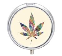 Psychedelic Weed1 Small Pill Organizer with 3 Compartments Travel Medicine Case Portable Round Vitamin Storage Box