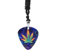 Psychedelic-weeds Guitar Picks Necklace Bass Pick Pendant Vintage R&B Steel Music Jewelry for Music Lovers