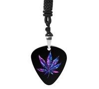 Psychedelic-Weeds Guitar Picks Necklace Bass Pick Pendant Vintage R&B Steel Music Jewelry for Music Lovers