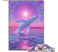 Psychedelic Whale Jigsaw Puzzles for Teenagers 1000 Piece Puzzle, Stress Reliever Staycation Kill Time Funny Gift (26x38cm)