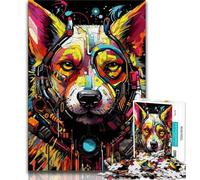 Psychedelic Wolf 1000 Piece Jigsaw Puzzle for Adults And Teenagers,Decompressing Intellectual Educational Toy Secret Santa Gifts (75x50cm)