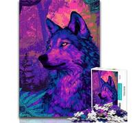 Psychedelic Wolf 1000 Piece Jigsaw Puzzles,Challenging Game And Family Play for Is Ideal As A Gift for The Whole Family (38x26cm)