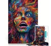 Psychedelic Woman 1000 Piece Jigsaw Puzzles for Teenagers Jigsaw Smart Game Warm Time Image Assembly Lovely Gift (38x26cm)