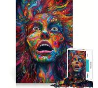 Psychedelic Woman 1000 Pieces Jigsaw Puzzles for Adults Brain Challenge Toy Indoor Play Precise Cut Fine Art Piece (38x52cm)