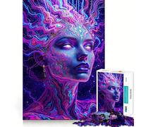 Psychedelic Woman Portrait 1000 Piece Jigsaw Puzzles for Adults Jigsaw Smart Game Together Fun Image Assembly Seasonal Gift (38x26cm)