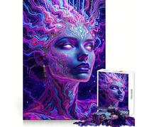Psychedelic Woman Portrait 1000 Piece Jigsaw Puzzles for Adults Jigsaw Smart Game Together Fun Image Assembly Seasonal Gift (38x26cm)