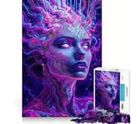Psychedelic Woman Portrait 1000 Pieces Jigsaw Puzzles for Adults Smart Toy Home Activity Accurate Cut Wall Art Decor (50x75cm)
