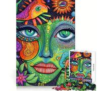 Psychedelic Woman Portrait Jigsaw Puzzles for Adults 1000 Pieces Strengthen Memory Family Bond Clean Edge Birthday Gift (38x52cm)